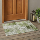 2' X 3' Green Patchwork Washable Non Skid Indoor Outdoor Area Rug