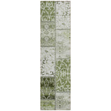 8' Runner Green Patchwork Washable Non Skid Indoor Outdoor Runner Rug