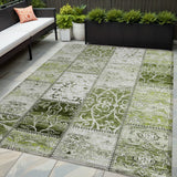 5' X 8' Green Patchwork Washable Non Skid Indoor Outdoor Area Rug