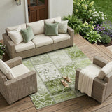 8' X 10' Green Patchwork Washable Non Skid Indoor Outdoor Area Rug