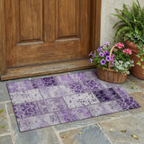 2' X 3' Purple Patchwork Washable Non Skid Indoor Outdoor Area Rug