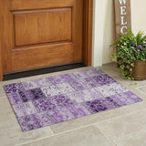 3' X 5' Purple Patchwork Washable Non Skid Indoor Outdoor Area Rug