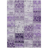 5' X 8' Purple Patchwork Washable Non Skid Indoor Outdoor Area Rug