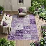 8' X 10' Purple Patchwork Washable Non Skid Indoor Outdoor Area Rug