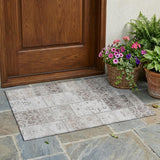 2' X 3' Taupe Patchwork Washable Indoor Outdoor Area Rug