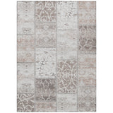 3' X 5' Taupe Patchwork Washable Indoor Outdoor Area Rug