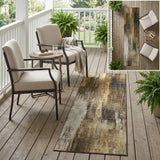 8' Runner Chocolate Abstract Washable Non Skid Indoor Outdoor Runner Rug