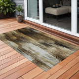 3' X 5' Chocolate Abstract Washable Non Skid Indoor Outdoor Area Rug