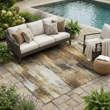5' X 8' Chocolate Abstract Washable Non Skid Indoor Outdoor Area Rug