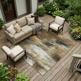 8' X 10' Chocolate Abstract Washable Non Skid Indoor Outdoor Area Rug