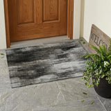 2' X 3' Gray and Black Abstract Washable Non Skid Indoor Outdoor Area Rug