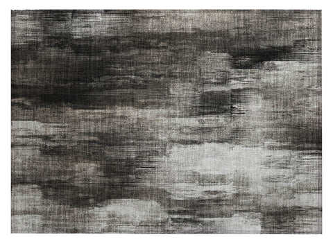 2' X 3' Gray and Black Abstract Washable Non Skid Indoor Outdoor Area Rug