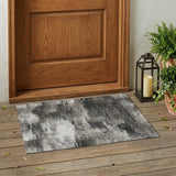 3' X 5' Gray and Black Abstract Washable Non Skid Indoor Outdoor Area Rug