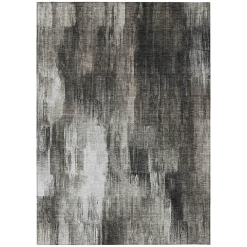 3' X 5' Gray and Black Abstract Washable Non Skid Indoor Outdoor Area Rug