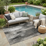 5' X 8' Gray And Black Abstract Washable Indoor Outdoor Area Rug