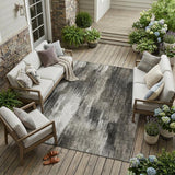 8' X 10' Gray And Black Abstract Washable Indoor Outdoor Area Rug