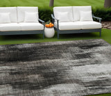 8' X 10' Gray And Black Abstract Washable Indoor Outdoor Area Rug
