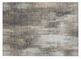 2' X 3' Taupe and Gray Abstract Washable Non Skid Indoor Outdoor Area Rug
