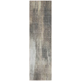 8' Taupe And Gray Abstract Washable Indoor Outdoor Runner Rug
