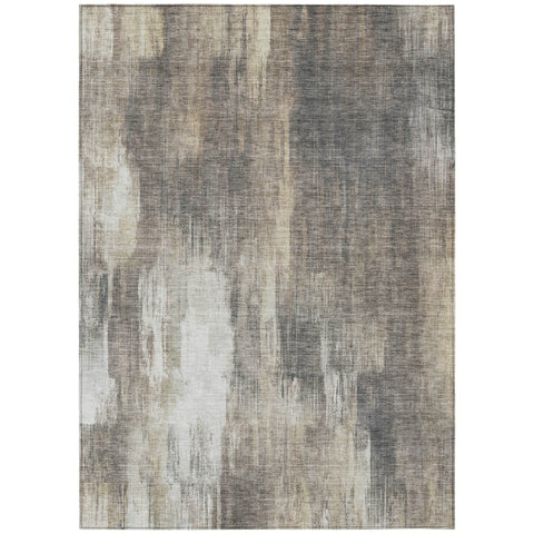 3' X 5' Taupe And Gray Abstract Washable Indoor Outdoor Area Rug