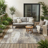 5' X 8' Taupe and Gray Abstract Washable Non Skid Indoor Outdoor Area Rug