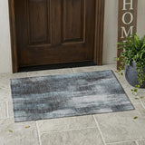 2' X 3' Teal Abstract Washable Non Skid Indoor Outdoor Area Rug
