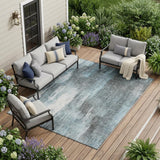 8' X 10' Teal Abstract Washable Non Skid Indoor Outdoor Area Rug