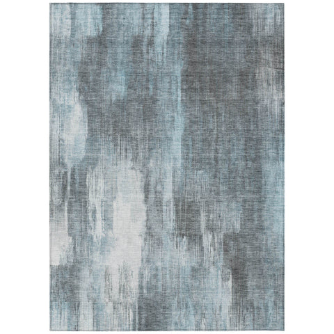 8' X 10' Teal Abstract Washable Non Skid Indoor Outdoor Area Rug