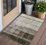 2' X 3' Brown Ombre Washable Non Skid Indoor Outdoor Area Rug