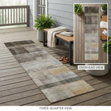 8' Runner Brown Ombre Washable Non Skid Indoor Outdoor Runner Rug