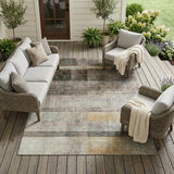 8' X 10' Brown Ombre Washable Non Skid Indoor Outdoor Area Rug