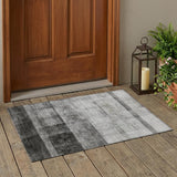 2' X 3' Gray Ombre Washable Non Skid Indoor Outdoor Area Rug