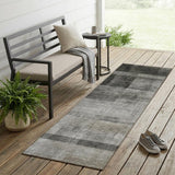 8' Runner Gray Ombre Washable Non Skid Indoor Outdoor Runner Rug