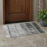 3' X 5' Gray Ombre Washable Non Skid Indoor Outdoor Area Rug