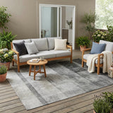 5' X 8' Gray Ombre Washable Non Skid Indoor Outdoor Area Rug