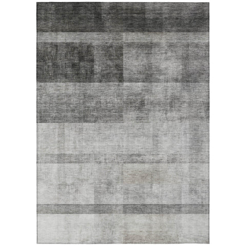 5' X 8' Gray Ombre Washable Non Skid Indoor Outdoor Area Rug