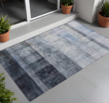 2' X 3' Navy and Gray Ombre Washable Non Skid Indoor Outdoor Area Rug