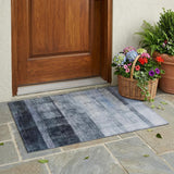 2' X 3' Navy and Gray Ombre Washable Non Skid Indoor Outdoor Area Rug