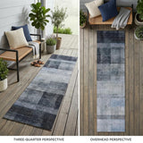 8' Gray Ombre Washable Indoor Outdoor Runner Rug