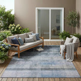 5' X 8' Navy and Gray Ombre Washable Non Skid Indoor Outdoor Area Rug