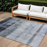 8' X 10' Gray Ombre Washable Indoor Outdoor Area Rug
