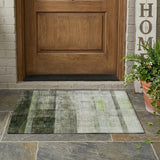 2' X 3' Olive Green Ombre Washable Non Skid Indoor Outdoor Area Rug