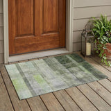 3' X 5' Olive Green Ombre Washable Indoor Outdoor Area Rug