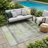 5' X 8' Olive Green Ombre Washable Non Skid Indoor Outdoor Area Rug