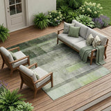 8' X 10' Olive Green Ombre Washable Non Skid Indoor Outdoor Area Rug
