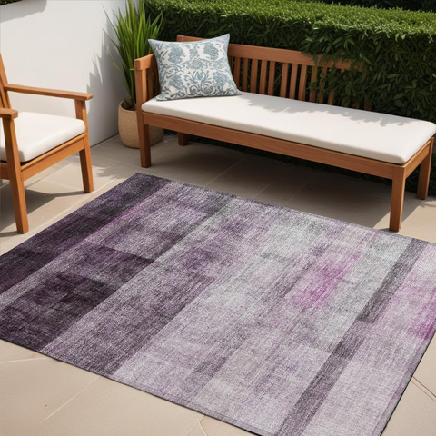 5' X 8' Purple Ombre Washable Non Skid Indoor Outdoor Area Rug