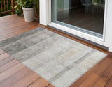 2' X 3' Taupe Ombre Washable Non Skid Indoor Outdoor Area Rug