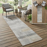 8' Runner Taupe Ombre Washable Non Skid Indoor Outdoor Runner Rug