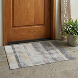 3' X 5' Taupe Ombre Washable Non Skid Indoor Outdoor Area Rug