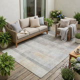 5' X 8' Taupe Ombre Washable Non Skid Indoor Outdoor Area Rug
